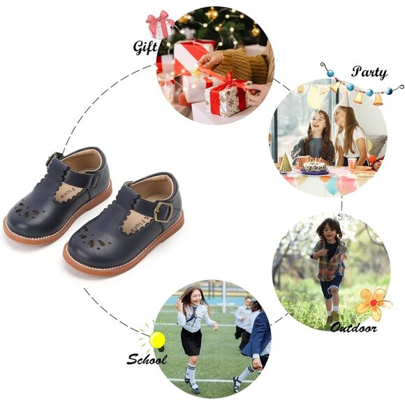 Toddler Little Girl Mary Jane Dress Shoes B366-navy Blue - Picture 5 of 6